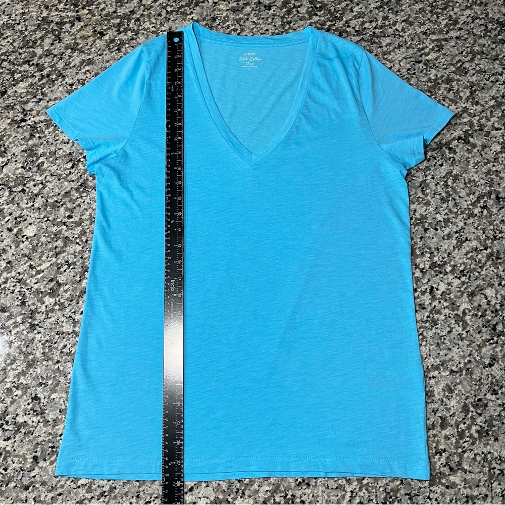 J Crew Top L Slub Cotton Tee Blue - Picture 3 of 6